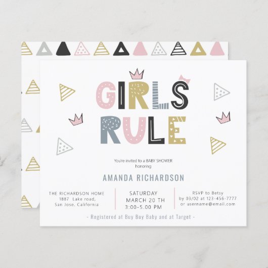 女の子のルール抽象芸術水の色バジェット赤ちゃんシャワー (正面/裏面)