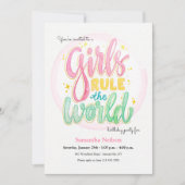 女の子のルール誕生日パーティーへの招待 招待状 (正面)