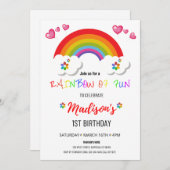 女の子のレインボーパーティー招待状 招待状 (正面/裏面)