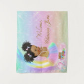 女の子のレインボーベイビーシャワー背景バナー タペストリー (正面)