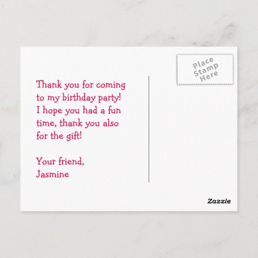 女の子のロッククライミング誕生日パーティーお礼メッセージ ポストカード (裏面)