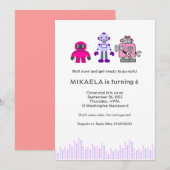 女の子のロボット誕生会 招待状 (正面/裏面)