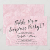 女の子のローズゴールドマーブル｜サプライズパーティー誕生日 招待状 (正面/裏面)
