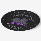 女の子のローラースケート誕生日パーティー ペーパープレート (アングル)