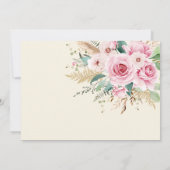 女の子のワイルドフラワー1歳誕生日パーティーの写真 招待状 (裏面)