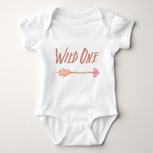 女の子のワイルドワン 1歳の誕生日Tシャツ ベビーボディスーツ (正面)