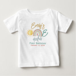 女の子のワンダフルなファーストバースデー ベビーTシャツ