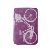 女の子のヴィンテージレトロ紫色の自転車かわいいバスケット バスマット (正面縦)