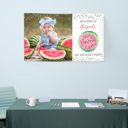 女の子の一人のメロンの1st誕生日パーティーへようこそ 横断幕 (トレードショー)