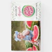 女の子の一人のメロンの1st誕生日パーティーへようこそ 横断幕 (縦)