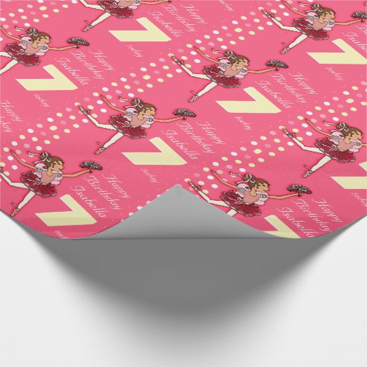 女の子の一流に年齢7のバレリーナの誕生日の包むこと ラッピングペーパー (角)