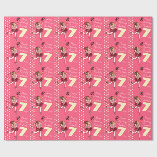 女の子の一流に年齢7のバレリーナの誕生日の包むこと ラッピングペーパー (フラット)