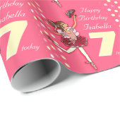 女の子の一流に年齢7のバレリーナの誕生日の包むこと ラッピングペーパー (ロールコーナー)