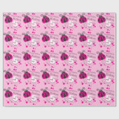女の子の一流の年齢のてんとう虫の誕生日のパターン(の模様が)あるな覆い ラッピングペーパー (フラット)
