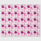 女の子の一流の年齢のてんとう虫の誕生日のパターン(の模様が)あるな覆い ラッピングペーパー (フラット)