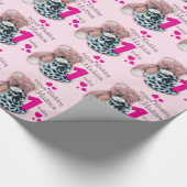 女の子の一流の年齢の柔らかいおもちゃの誕生日のパターン（の模様が）あるな覆い ラッピングペーパー (角)