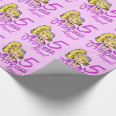 女の子の一流の年齢の王女のブロンドの女の子の誕生日の覆い ラッピングペーパー (角)