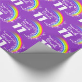 女の子の一流の年齢の虹の誕生日のパターン（の模様が）あるな覆い ラッピングペーパー (角)