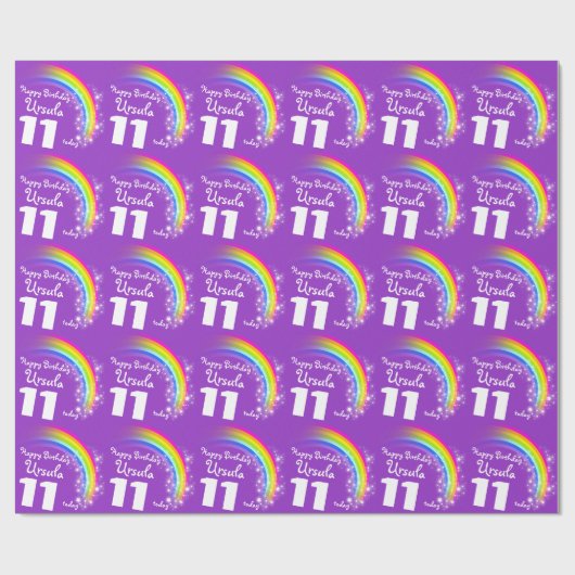 女の子の一流の年齢の虹の誕生日のパターン(の模様が)あるな覆い ラッピングペーパー (フラット)