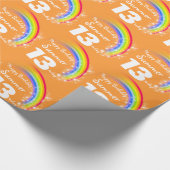 女の子の一流の年齢の虹の誕生日のパターン（の模様が）あるな覆い ラッピングペーパー (角)