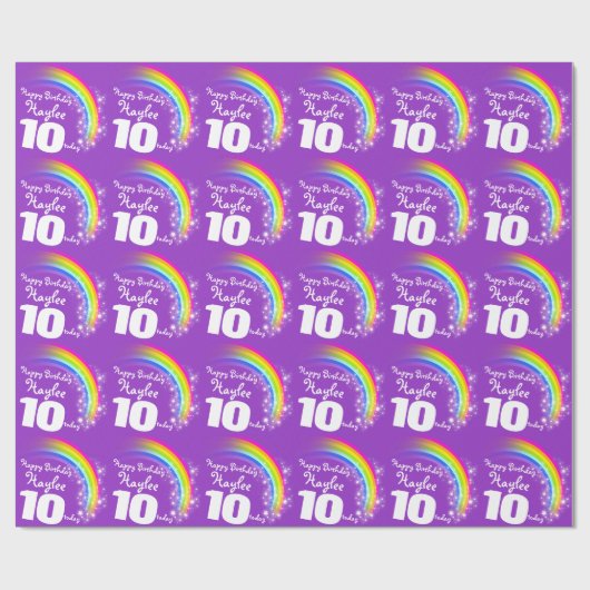 女の子の一流の年齢の虹の誕生日のパターン（の模様が）あるな覆い ラッピングペーパー (フラット)