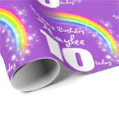 女の子の一流の年齢の虹の誕生日のパターン(の模様が)あるな覆い ラッピングペーパー (ロールコーナー)