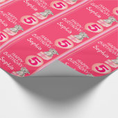 女の子の一流の年齢5のかわいいコアラの誕生日の気球の覆い ラッピングペーパー (角)