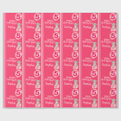 女の子の一流の年齢5のかわいいコアラの誕生日の気球の覆い ラッピングペーパー (フラット)