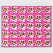 女の子の一流の年齢8はあなたの写真のピンクの星パターンを加えます ラッピングペーパー (フラット)