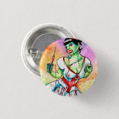 女の子の上のゾンビのナースPin 缶バッジ (正面&裏面)
