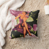 女の子の上のビクトリアンなパリの植物の紫色のバラPin クッション (ブランケット)