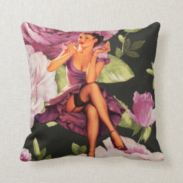 女の子の上のビクトリアンなパリの植物の紫色のバラPin クッション