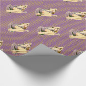 女の子の上の紫色の水玉模様のマルティーニのロカビリーピン ラッピングペーパー (角)