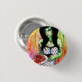 女の子の上の虹のゾンビPin 缶バッジ (正面&裏面)