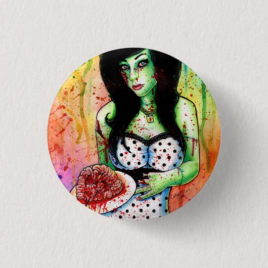 女の子の上の虹のゾンビPin 缶バッジ (正面)