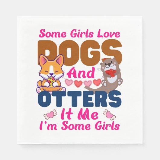 女の子の中には犬が好きな子もいる スタンダードランチョンナプキン (正面)