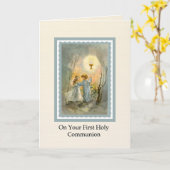 女の子の中第1聖餐の聖餐式カード詩 カード (黄色い花)