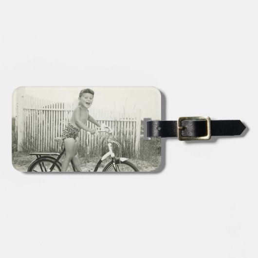 女の子の乗馬の自転車 ラゲッジタグ (正面横)