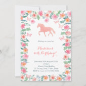 女の子の乗馬レッスン・パーティー招待状 馬とポニー 招待状 (正面)