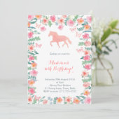 女の子の乗馬レッスン・パーティー招待状 馬とポニー 招待状 (スタンド正面)