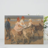 女の子の乗馬ロバのビーチ カード (スタンド正面)