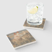 女の子の乗馬ロバのビーチ ストーンコースター (横)