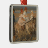 女の子の乗馬ロバのビーチ メタルオーナメント (右)