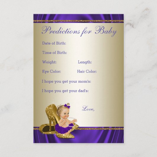 女の子の予測とアドバイスカードガールベビーシャワー アドバイスカード (正面)