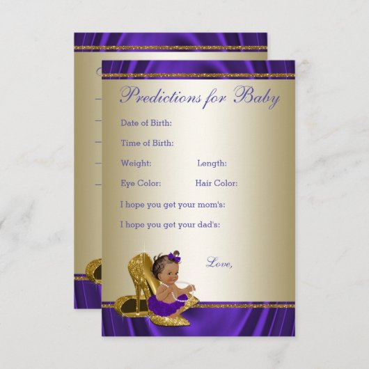 女の子の予測とアドバイスカードガールベビーシャワー アドバイスカード (正面/裏面)