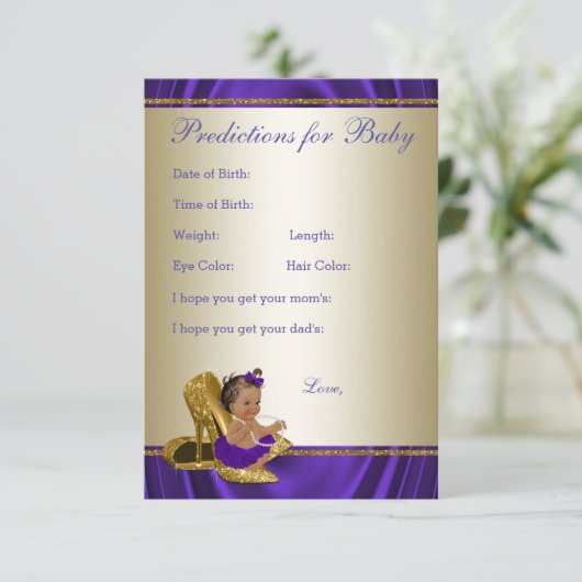 女の子の予測とアドバイスカードガールベビーシャワー アドバイスカード (スタンド正面)