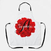 女の子の人気がある名前サプライズギフトピンクローズ エプロン (正面)