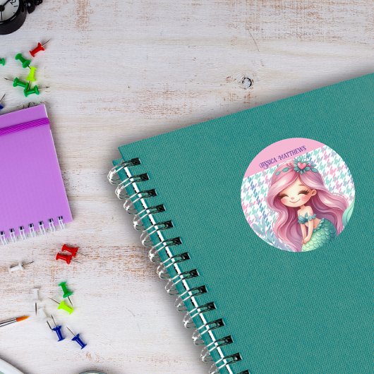 女の子の人魚のパターン ラウンドシール