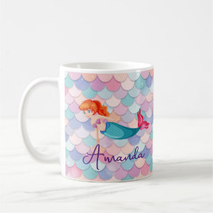 女の子の人魚のパーソナライズされたマグカップ コーヒーマグカップ