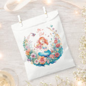 女の子の人魚をテーマにした赤ちゃんシャワー フェイバーバッグ (クリップ留めされた状態)